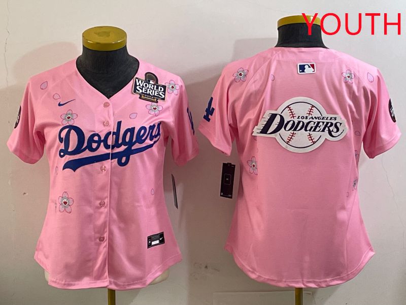 Youth Los Angeles Dodgers Blank Pink Sakura Edition 2025 Nike MLB Jersey style 26